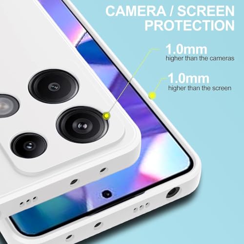 Image of DIZORO Compatible with Mi Redmi Note 13 5G Back Cover with Upgraded Square Edges for Camera Protection Shockproof Flexible Matte Liquid Silicone Mobile Phone Case (White.)
