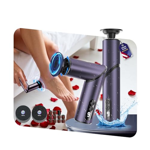 5-in-1 Professional Electric Callus Remover(Portable & Foldable), Removes 99.92% of Calluses in 3 Mins, Rechargeable Foot File Pedicure Kits with 10 & 40 Grit Pads for Soft Smooth Feet, Purple
