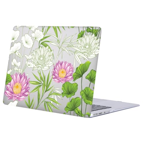 FFBOFFC Custodia Compatibile con MacBook Air 13 Pollici 2020-2018 Modello A2337 A2179 A1932 con Retina Display & Touch ID, Protettiva Custodia Rigida Case in Plastica Cover, Loto Bianco