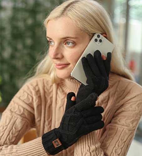 Bequemer Laden Warme touchscreen-handschoenen voor dames en heren, met tornover, ribmanchet, gebreide handschoenen, ruitpatroon - Image 5
