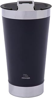 Mimo style copo com tampa térmico para cerveja preto 500ml
