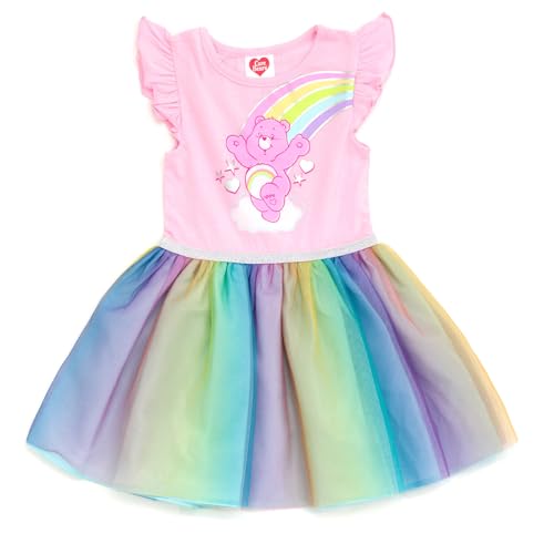 Care Bears Cheer Bear Rainbow Girls Tulle Dress Toddler to Big Kid