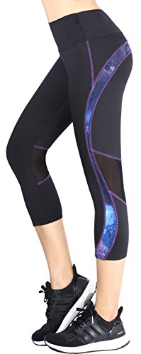 Neonysweets Bedruckte Yogahose für Damen, aktive Workout-Leggings, Stretch-Leggings, Capri-Schwarz/Bedruckt, L