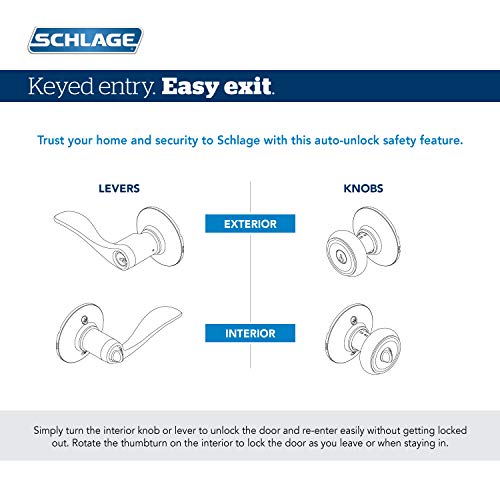 Image of SCHLAGE F51A GEO 609 BRK Georgian Knob with Brookshire Trim Keyed Entry Lock, Antique Brass
