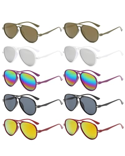 OWL 10Pcs Wholesale Bulk Kids Aviator Toddler Sunglasses UV400 Protection Mirror Lens Plastic Boys Girls Party Favors