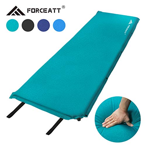 Forceatt Camping-Isomatte, selbstaufblasend, 8,1 cm dick, leicht, Camping-Unterlage und rutschfeste Partikel auf der Rückseite, ideal für Rucksackreisen und Camping., 5.1-Pfauenblau
