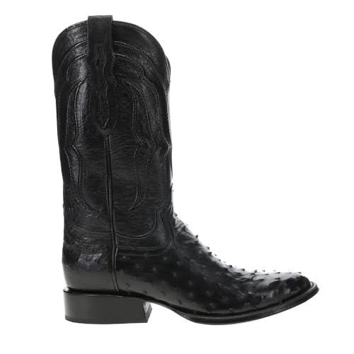 Tony Lama Mens Canonero 12 Inch Full Quill Ostrich Round Toe Dress Boots Mid Calf - Black - Size 10 D