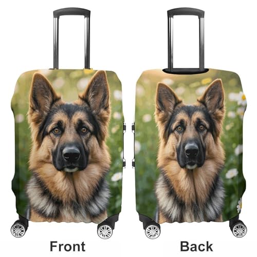 Cute Pet German Shepherd Dog Luggage Cover, Elastic Luggage Protector Fits 19-32in Suitcases, Washable & Anti-Scratch Suitcase Cover for Men Women M3