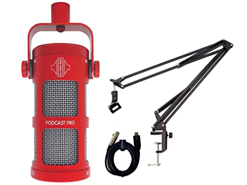 SONTRONICS ポッドキャスト向け 超単一指向性 ダイナミック・マイクロフォン PODCAST PRO スタンドセット RED レッド