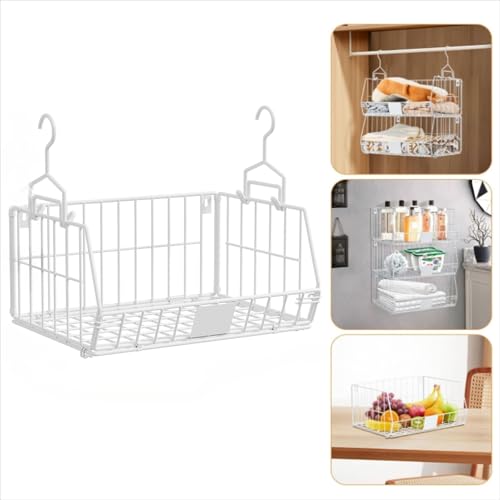 吊り下げラック クローゼット収納 折り畳み式 衣類ラック 複数連結 吊り棚 コンパクトに折り畳める 大容量 吊り下げ棚 キッチン収納 台面整理 本置き つりとだな下収納 ラックひっかける 収納用品 しっかりしています 戸棚下収納ラック キッチン収納 ラック