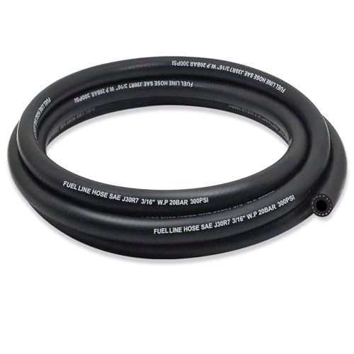 ZONBANG 3/16 Fuel Line NBR Rubber 3/16 Fuel Hose Nylon Braided Fuel Line Hose for Automotive Vehicles(5FT)