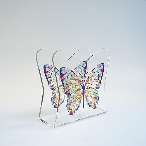 Acrylic Transparent Crystal Decorative Butterfly Tabletop Napkin Holder For Table/Freestanding Tissue Dispenser