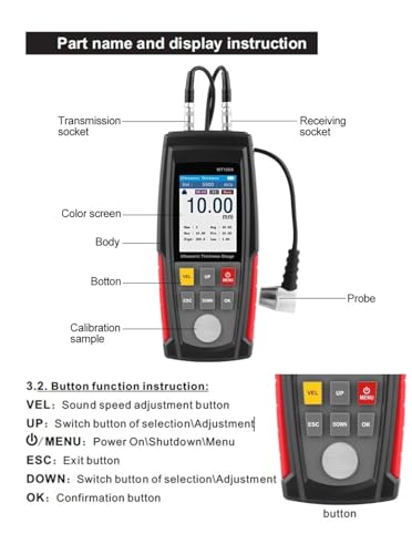 Thickness Gauge, Digital Ultrasonic Car Paint Thickness Gauge Meter Handheld Thickness Metal Tester High Precision Thickness Coat Meter(WT130A) miniatura 3