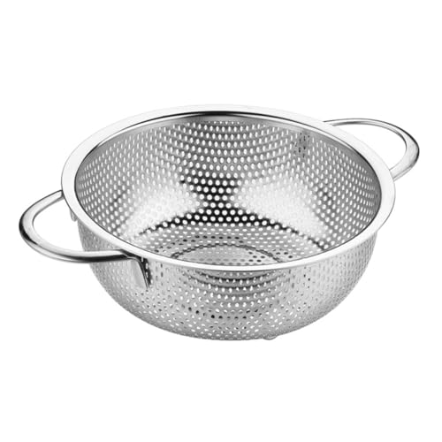 CIYODO ステンレス製ダブルハンドルコランダー バスケット 水切り野菜果物用 細かい排水速効 揚げ物対応調理器具 キッチンストレーナー