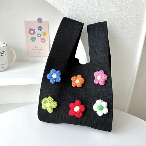 Bolso tote pequeño de ganchillo para mujer, bolso de muñeca tejido a mano, bolso tipo funda con nudo miniatura 3