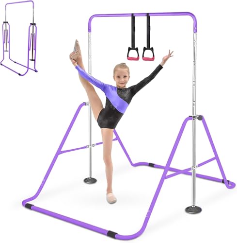 Triclicks Gymnastikstange Kinder mit Turnringen, Kinder Turnreck Faltende Reckanlage Horizontale Trainingsgeräte Training Bar Indoor, Turnstange Outdoor für Kinder Home Gym (Violett 2) Triclicks Gymnastikstange Kinder mit Turnringen, Kinder Turnreck Faltende Reckanlage Horizontale Trainingsgeräte Training Bar Indoor, Turnstange Outdoor für Kinder Home Gym (Violett 2)