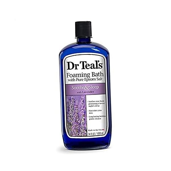 Dr Teal’s Foaming Bath with Pure Epsom Salt, Soothe & Sleep with Lavender, 34 fl oz, Purple