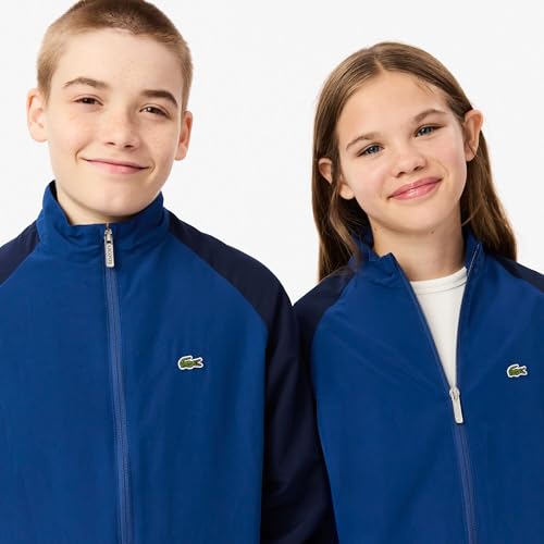 Lacoste Kids Zip-Up Color Block Sweater, NAVY BLUE/GLOBE, 12 Years4
