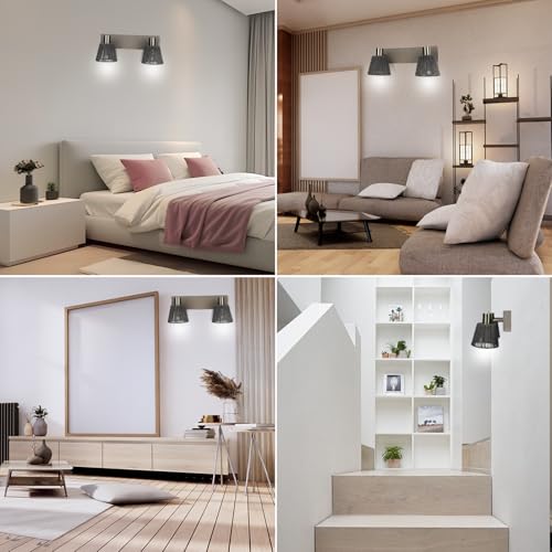 Image of 2-Light Wooden Lantern Plug in Wall Sconces Wall Sconces Plug in Ceiling Light Fixture for Living Room Bedroom Kitchen, Bulbs not Included