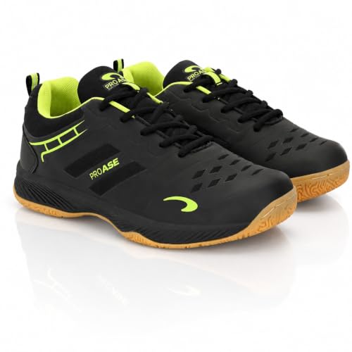 Image of Pro ASE Non-Marking Badminton Shoes - Lightweight & Durable, Perfect for Squash, Table Tennis, Pickleball & Indoor Sports | X-Cushion, Active Grip Sole, Toe Assist | Men, Women, Unisex | Blue,Black,White