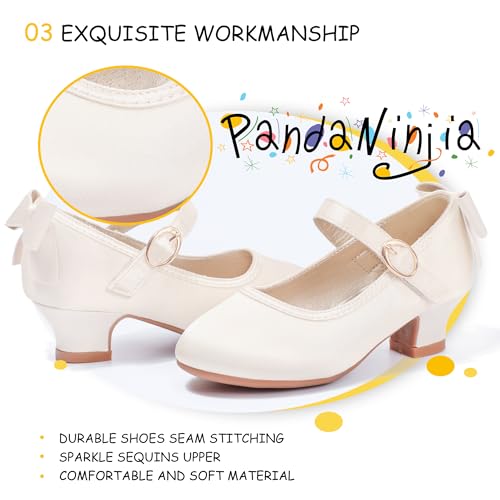 Image of PANDNAINJIA Girls Dress Shoes Toddler Heels Mary Jane Pumps