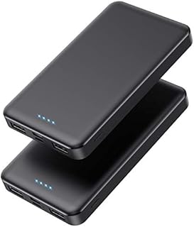 Portable Charger Power Bank 10000mAh【2 Pack】 Ultra Slim Design Portable Phone Charger with USB C Input & 2 Output Backup Charging External Battery Pack for Smart Phone, Android Phone,Tablet etc