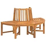 BOWERY HILL Half Round Solid Eucalyptus Wood Tree Bench, Reddish Brown Oil Finish, Circular Outdoor Garden Bench for 3 People, Weather Resistant Patio Seating with Rustic Design, 63 x 31.5 x 36.2 in