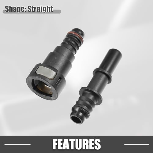 Image of Car Fuel Line Hose Quick Release Connector Kit Straight 1 /2 inch 12.61mm SAE to 1 /2 inch 12mm Disconnect Hose Plastic Gray (Pack of 2)