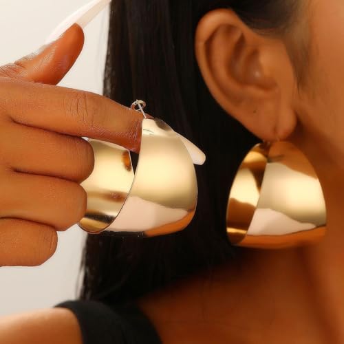 Thick Gold Hoop Earrings Wide Large Big Hoop Earrings for Women Chunky Hoops Statement Earring Trendy 2025 Jewelry Gifts2