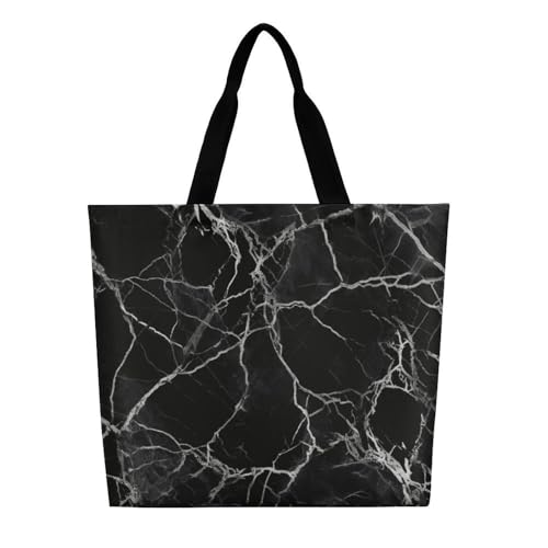 Black Marble Large Grocery Tote Bag Women Fashion Handbag Duty Reusable Shoulder Bag for Travel Vacation Shopping Beach Bags3