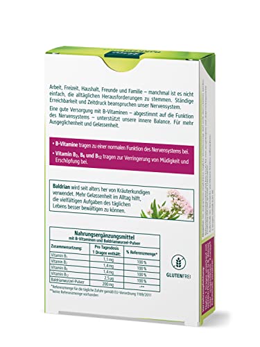 Kneipp Baldrian plus Nervenvitamine – B-Vitamine unterstützen die normale Funktion des Nervensystems – Nahrungsergänzungsmittel - 40 Dragees