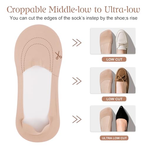 No Show Socks For Women's: loafers for women Invisible fit, stretchy, cotton sole, anti-slip, cuttable4