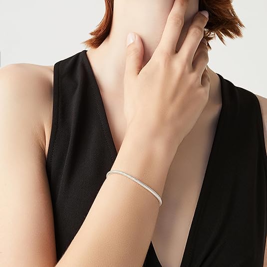 AEE Unisex Çelik Bileklik İtalyan Halat Yılan Charm Takılabilir Erkek ve Kadın Bileklik (Gümüş, 3,5mm)