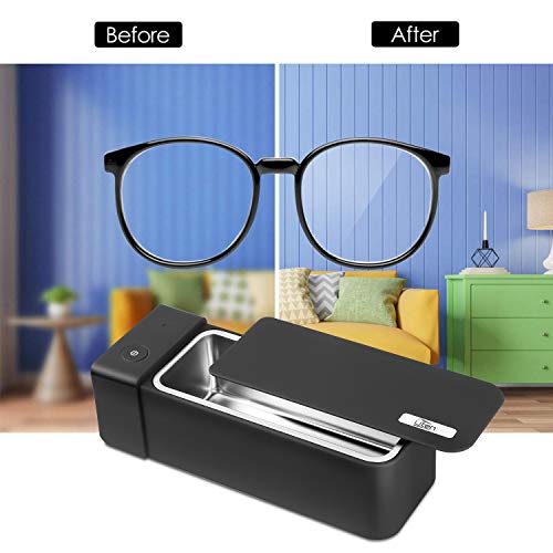 Uten Ultrasonic Cleaner - 600ml Low Noise Wash Machine for Cleaning Eyeglasses, Jewelry, Watches, Razors, Dentures Combs, Retainer (Black)