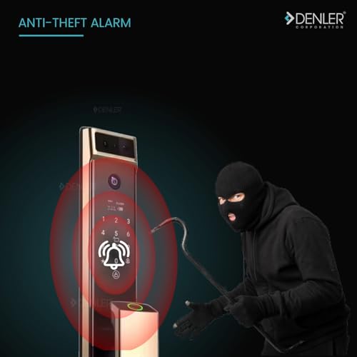 Image of Denler DL10v2 8-in-1 Smart Door Lock | 3D Face ID | Fingerprint | App Unlock | LCD Camera | Inbuilt Wi-Fi | Alexa & Google Support | Android & iPhone | RFID | PIN | Key