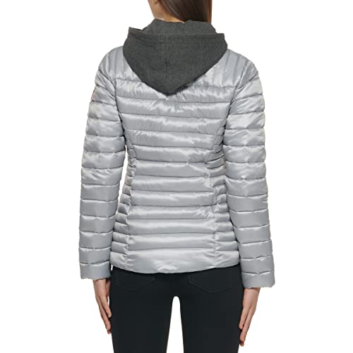 GUESS Women's Quilted Silver Puffer Jacket - Stylish Comfort in Large Size - Image 6