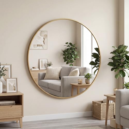 OLIXIS 36 Inch Gold Round Mirror