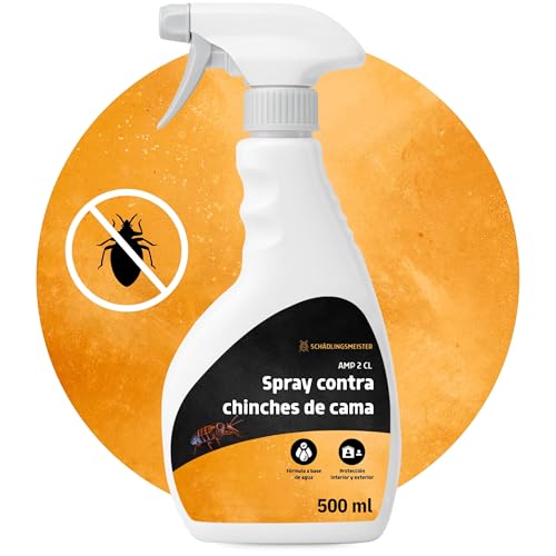 SCHÄDLINGSMEISTER ® Spray contra chinches 500 ml - Agente para fundas de colchón y textiles - Control eficaz de chinches sin permetrina - Spray contra chinches - Made in Germany