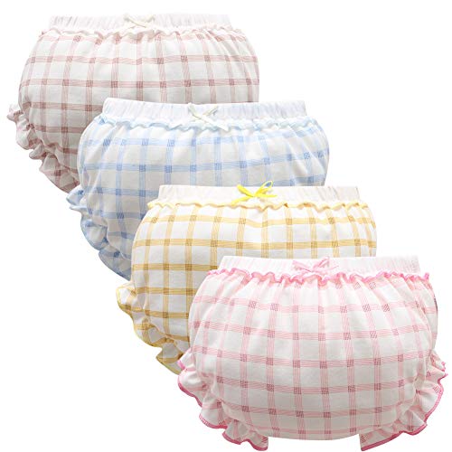 Baby Girls Bloomers Newborn Infant Toddler Diaper Covers Kids Girls Briefs Underwear Set 0-4T 4-Pack (0-12 Months, 4 Color-B)