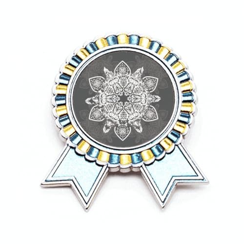 Broche de style arabe noir et blanc motif médaille lauréat en métal M