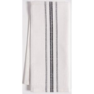KAF Home Classic Farmhouse Stripe Kitchen Towels Pure Cotton Dish Towels Towel Dish Cloths for Cooking Cleaning and Dining Set of 12 Charcoal