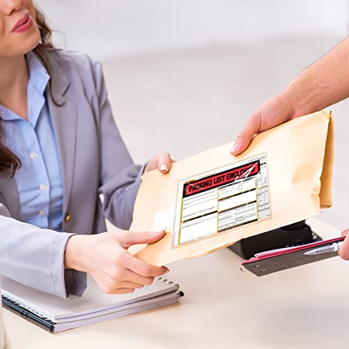 1000 Pcs 4.5''X5.5'' Packing Slip Envelope Pouches Clear Self Adhesive Shipping Label Sleeves Waterproof Packing List Envelopes Pockets Top Loading Shipping Pouches Enclosed Bags For Mailing (Red) #TOP4