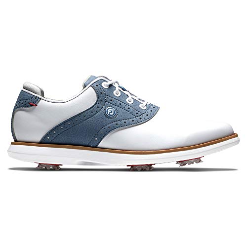 Footjoy Women's Traditions Previous Season Style Golf Shoe, White/Blue, 8.5 #TOP2