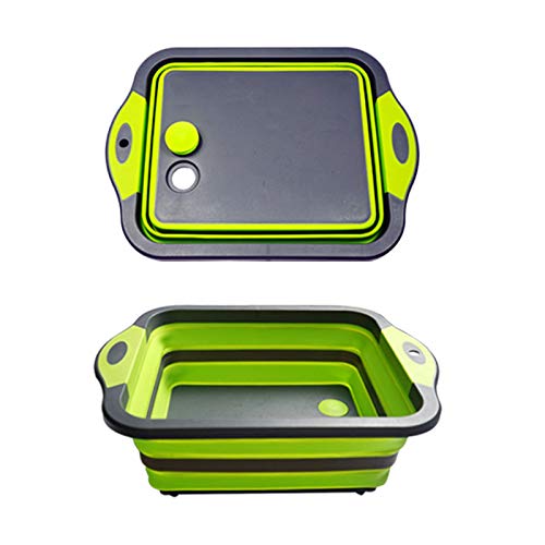 HAOXIANG Junta de Corte Multifuncional Plegable, Cocina Filtro de Agua telescópica Cesta de plástico Plegable Portable del Lavabo del Fregadero de Cocina (Verde)