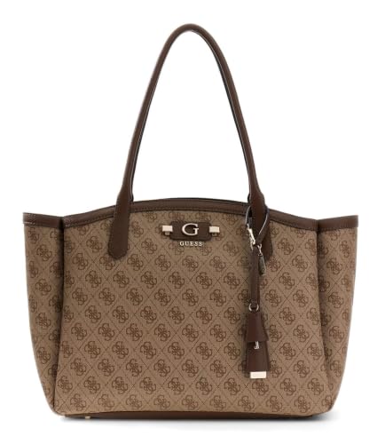 Sac à épaule GUESS Lindsey rigide grand cabas marron latte