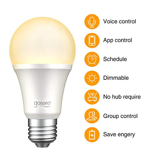 Gosund Smart Light Bulb Works with Alexa Google Home, Dimmable WiFi LED Light Bulbs, E26 A19 Warm White 2700K Bulb, No Hub Required, 8W (75W Equivalent), 2 Pack - Thumbnail 3