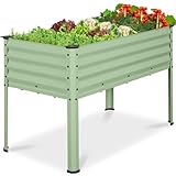 Best Choice Products 48x24x30in Galvanized Raised Garden Bed, Metal Elevated Planter Box, Vegetable Garden for Backyard, Patio, Balcony - Sage Green