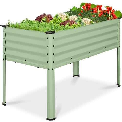 Best Choice Products 48x24x30in Galvanized Raised Garden Bed, Metal Elevated Planter Box, Vegetable Garden for Backyard, Patio, Balcony - Sage Green