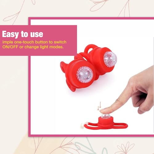 Image of Safe-O-Kid Universal Baby Stroller LED Light - Waterproof, Multipurpose, Adjustable Night Lights with Batteries for Outdoor Safety, Red, Pack of 2