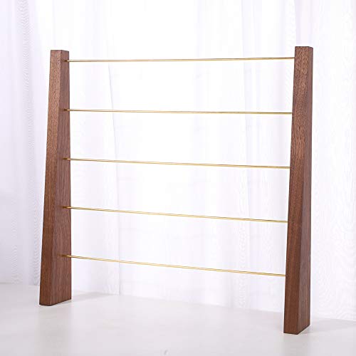 GemeShou Walnut Brass 5 Tier Earring Cardboad Hanger Stud Dangle Hoop Earring Storage Organizer Tabletop Clip on Earring Display Stand 【Walnut-Brass 5-Tier Height 15.6